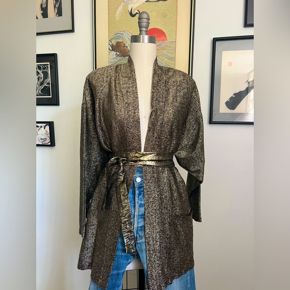 Vintage Gold Lurex Lightweight Cover Up Cardigan M/L